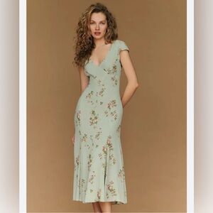 Reformation Baden V Neck Midi Dress - Hampstead
